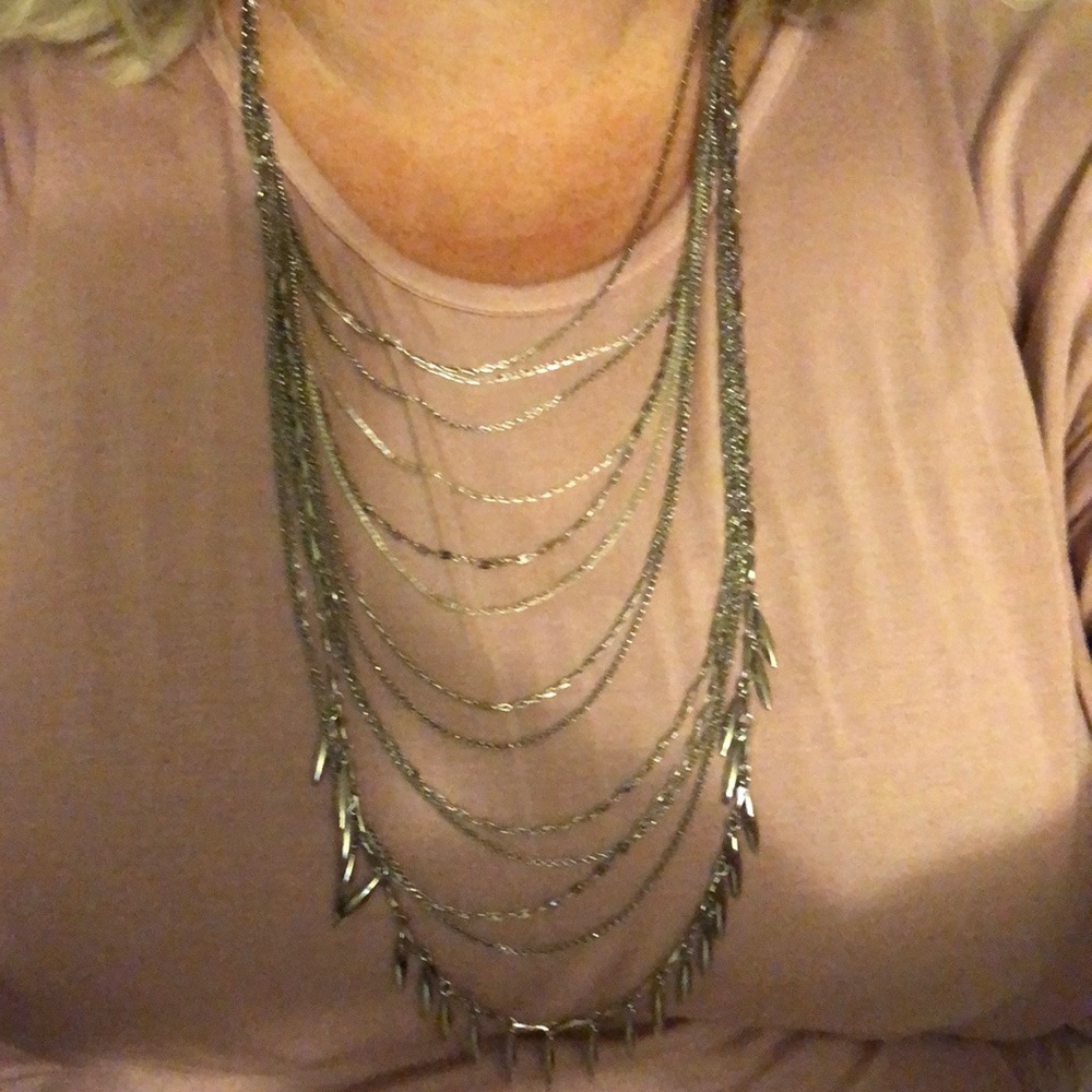 Stella and dot silver multi layer necklace